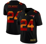 New England Patriots #24 Stephon Gilmore Men's Black Nike Red Orange Stripe Vapor Limited NFL Jersey