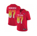 Nike New England Patriots #87 Rob Gronkowski Red Men Stitched NFL Limited AFC 2018 Pro Bowl Jersey