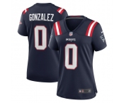 Women New England Patriots #0 Christian Gonzalez Blue Football Jersey