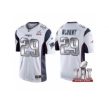 Women New England Patriots #29 LeGarrette Blount White 2017 Super Bowl LI Patch Steel Silver Limited Jersey