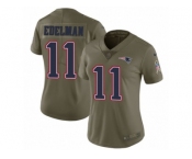 Women Nike New England Patriots #11 Julian Edelman Limited Olive 2017 Salute to Service NFL Jersey