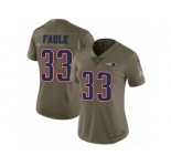 Women Nike New England Patriots #33 Kevin Faulk Limited Olive 2017 Salute to Service NFL Jersey