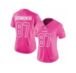 Women Nike New England Patriots #87 Rob Gronkowski Limited Pink Rush Fashion NFL Jersey