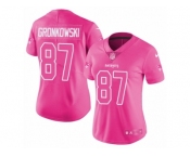 Women Nike New England Patriots #87 Rob Gronkowski Limited Pink Rush Fashion NFL Jersey