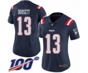 Women's New England Patriots #13 Phillip Dorsett Limited Navy Blue Rush Vapor Untouchable 100th Season Football Jersey