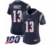 Women's New England Patriots #13 Phillip Dorsett Navy Blue Team Color Vapor Untouchable Limited Player 100th Season Football Jersey