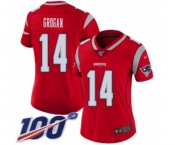 Women's New England Patriots #14 Steve Grogan Limited Red Inverted Legend 100th Season Football Jersey