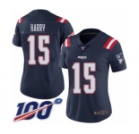 Women's New England Patriots #15 N'Keal Harry Limited Navy Blue Rush Vapor Untouchable 100th Season Football Jersey
