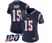 Women's New England Patriots #15 N'Keal Harry Navy Blue Team Color Vapor Untouchable Limited Player 100th Season Football Jersey
