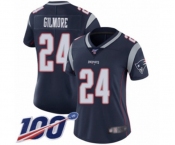 Women's New England Patriots #24 Stephon Gilmore Navy Blue Team Color Vapor Untouchable Limited Player 100th Season Football Jersey