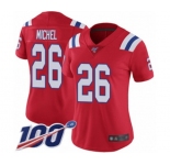 Women's New England Patriots #26 Sony Michel Red Alternate Vapor Untouchable Limited Player 100th Season Football Jersey