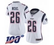 Women's New England Patriots #26 Sony Michel White Vapor Untouchable Limited Player 100th Season Football Jersey