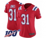 Women's New England Patriots #31 Jonathan Jones Red Alternate Vapor Untouchable Limited Player 100th Season Football Jersey