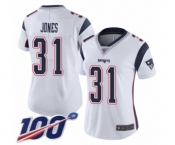 Women's New England Patriots #31 Jonathan Jones White Vapor Untouchable Limited Player 100th Season Football Jersey