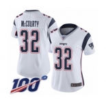 Women's New England Patriots #32 Devin McCourty White Vapor Untouchable Limited Player 100th Season Football Jersey