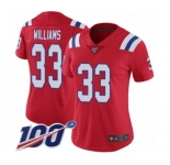 Women's New England Patriots #33 Joejuan Williams Red Alternate Vapor Untouchable Limited Player 100th Season Football Jersey