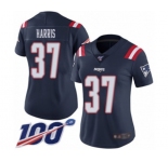 Women's New England Patriots #37 Damien Harris Limited Navy Blue Rush Vapor Untouchable 100th Season Football Jersey