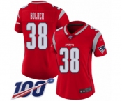 Women's New England Patriots #38 Brandon Bolden Limited Red Inverted Legend 100th Season Football Jersey