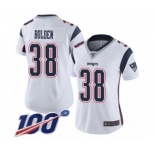 Women's New England Patriots #38 Brandon Bolden White Vapor Untouchable Limited Player 100th Season Football Jersey