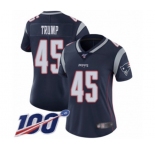 Women's New England Patriots #45 Donald Trump Navy Blue Team Color Vapor Untouchable Limited Player 100th Season Football Jersey
