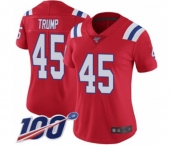 Women's New England Patriots #45 Donald Trump Red Alternate Vapor Untouchable Limited Player 100th Season Football Jersey