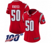 Women's New England Patriots #50 Chase Winovich Limited Red Inverted Legend 100th Season Football Jersey