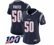 Women's New England Patriots #50 Chase Winovich Navy Blue Team Color Vapor Untouchable Limited Player 100th Season Football Jersey