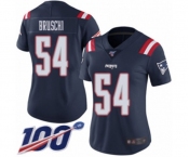 Women's New England Patriots #54 Tedy Bruschi Limited Navy Blue Rush Vapor Untouchable 100th Season Football Jersey