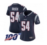 Women's New England Patriots #54 Tedy Bruschi Navy Blue Team Color Vapor Untouchable Limited Player 100th Season Football Jersey