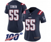Women's New England Patriots #55 John Simon Limited Navy Blue Rush Vapor Untouchable 100th Season Football Jersey