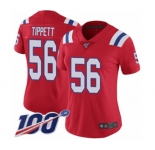 Women's New England Patriots #56 Andre Tippett Red Alternate Vapor Untouchable Limited Player 100th Season Football Jersey
