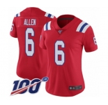 Women's New England Patriots #6 Ryan Allen Red Alternate Vapor Untouchable Limited Player 100th Season Football Jersey