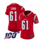 Women's New England Patriots #61 Marcus Cannon Limited Red Inverted Legend 100th Season Football Jersey