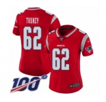 Women's New England Patriots #62 Joe Thuney Limited Red Inverted Legend 100th Season Football Jersey