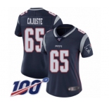 Women's New England Patriots #65 Yodny Cajuste Navy Blue Team Color Vapor Untouchable Limited Player 100th Season Football Jersey