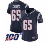 Women's New England Patriots #65 Yodny Cajuste Navy Blue Team Color Vapor Untouchable Limited Player 100th Season Football Jersey
