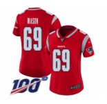 Women's New England Patriots #69 Shaq Mason Limited Red Inverted Legend 100th Season Football Jersey