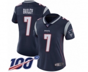 Women's New England Patriots #7 Jake Bailey Navy Blue Team Color Vapor Untouchable Limited Player 100th Season Football Jersey