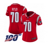 Women's New England Patriots #70 Adam Butler Limited Red Inverted Legend 100th Season Football Jersey