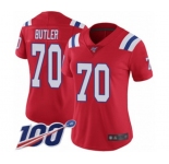 Women's New England Patriots #70 Adam Butler Red Alternate Vapor Untouchable Limited Player 100th Season Football Jersey