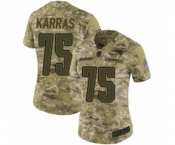 Women's New England Patriots #75 Ted Karras Limited Camo 2018 Salute to Service Football Jersey