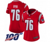 Women's New England Patriots #76 Isaiah Wynn Limited Red Inverted Legend 100th Season Football Jersey