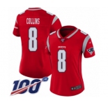 Women's New England Patriots #8 Jamie Collins Limited Red Inverted Legend 100th Season Football Jersey