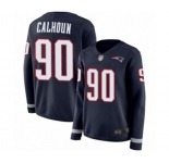 Women's New England Patriots #90 Shilique Calhoun Limited Navy Blue Therma Long Sleeve Football Jersey