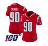 Women's New England Patriots #90 Shilique Calhoun Limited Red Inverted Legend 100th Season Football Jersey