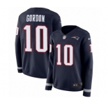 Women's Nike New England Patriots #10 Josh Gordon Limited Navy Blue Therma Long Sleeve NFL Jersey