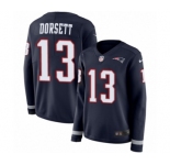 Women's Nike New England Patriots #13 Phillip Dorsett Limited Navy Blue Therma Long Sleeve NFL Jersey