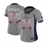 Women's Nike New England Patriots #34 Rex Burkhead Limited Gray Rush Drift Fashion NFL Jersey