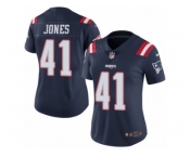 Women's Nike New England Patriots #41 Cyrus Jones Limited Navy Blue Rush NFL Jersey