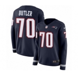 Women's Nike New England Patriots #70 Adam Butler Limited Navy Blue Therma Long Sleeve NFL Jersey